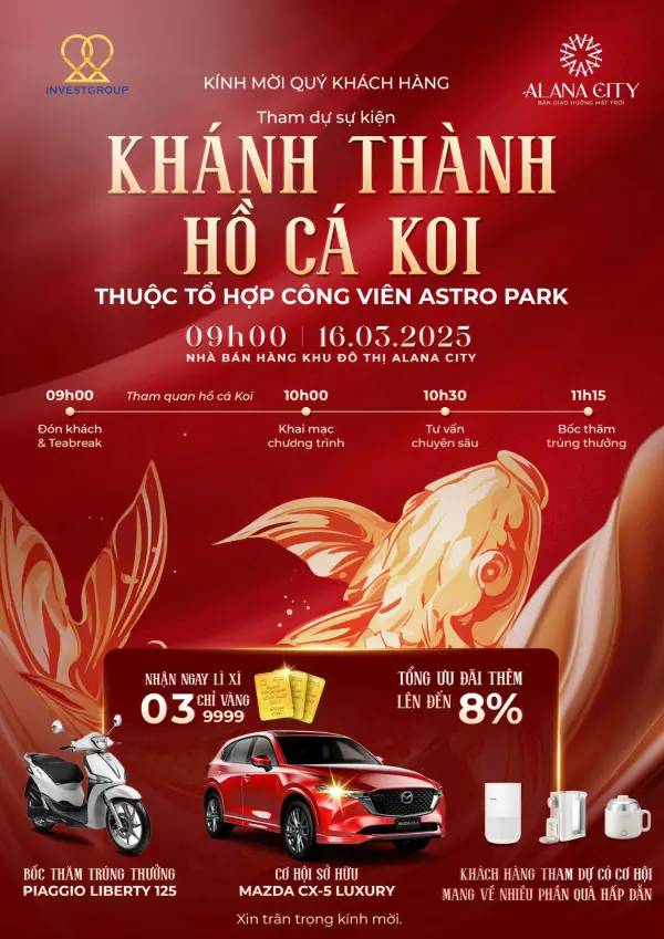 Lễ khánh thành hồ cá Koi – Thuộc tổ hợp công viên Astro Park Dự án Alana City Bình Dương